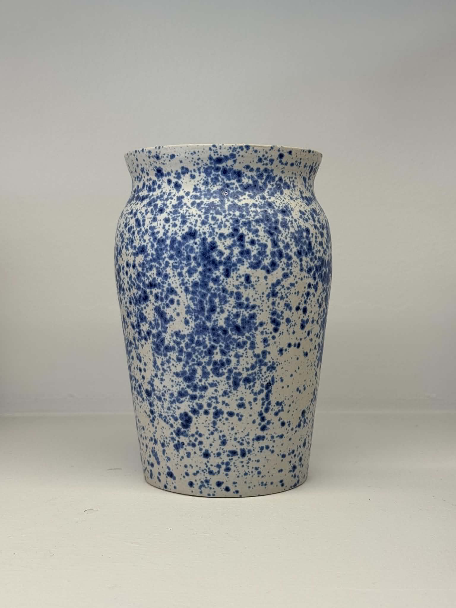 Tall Speckled Blue Bottle Vase - Front