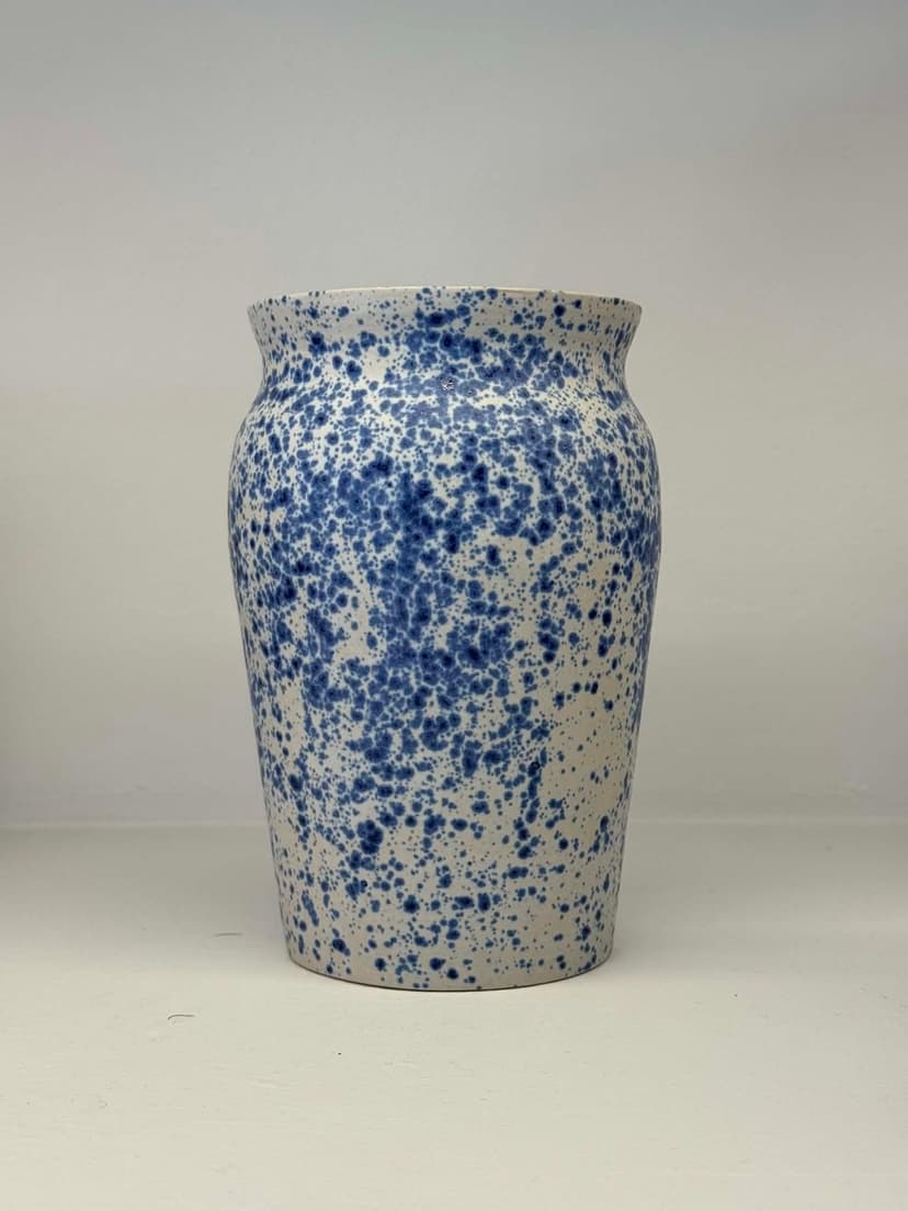 Tall Speckled Blue Bottle Vase - Front