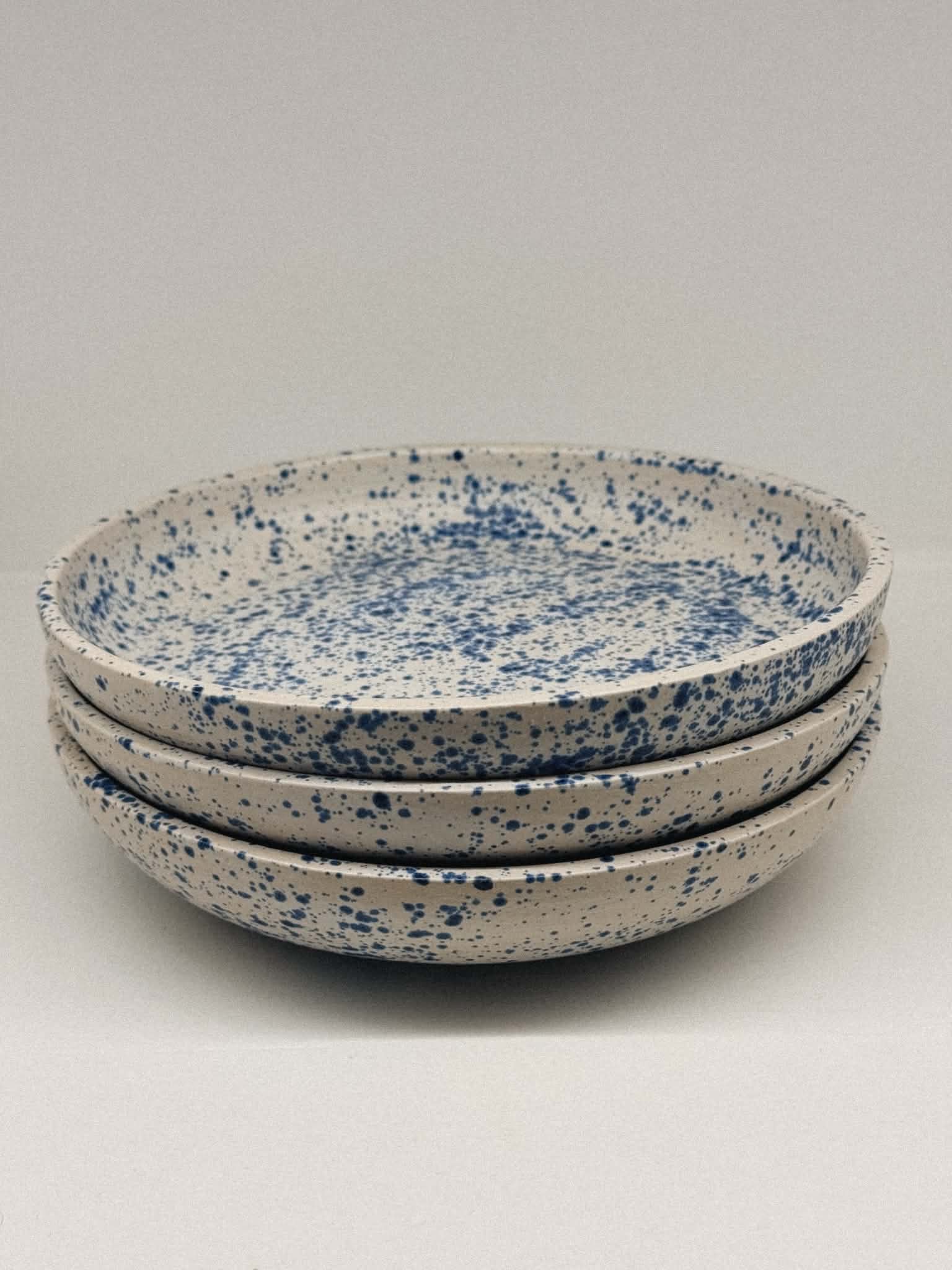 Blue Speckled Ceramic Plates - Rim Texture
